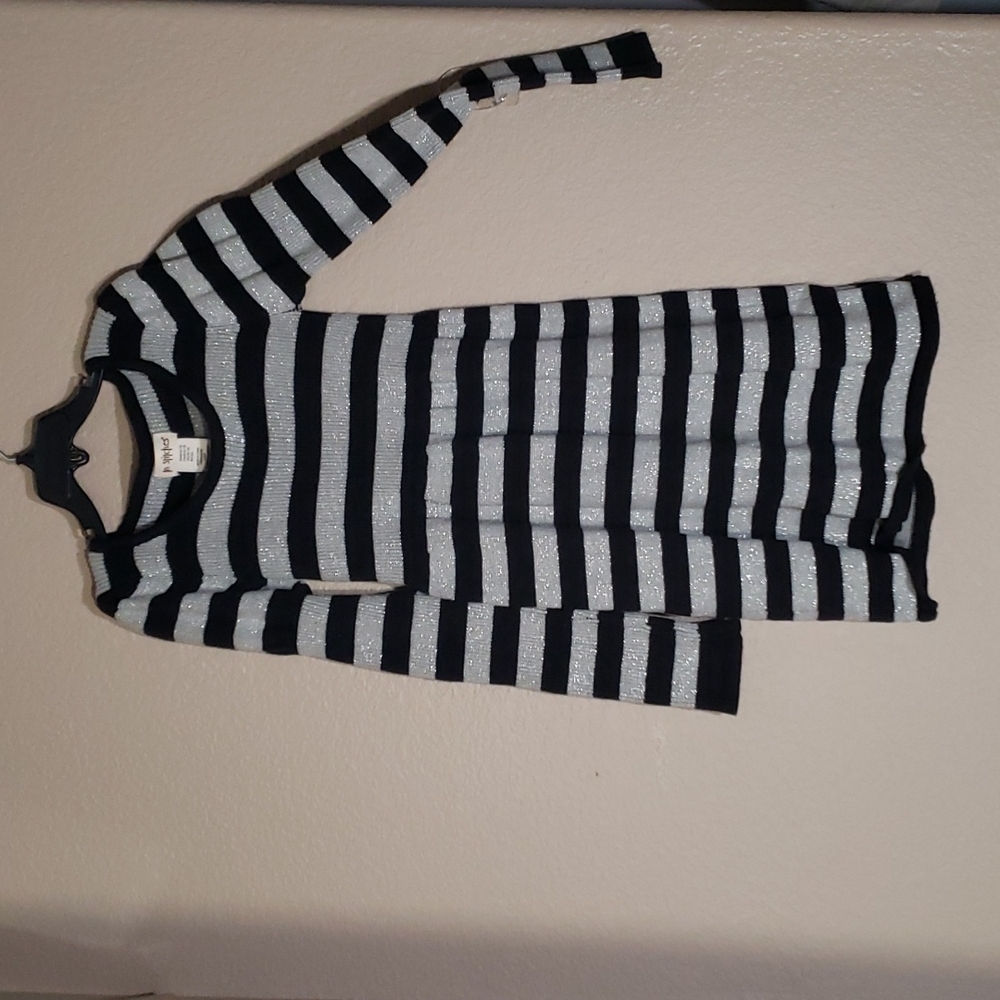 Stripes Black and silver long-sleeved Dress girls Size 10-12